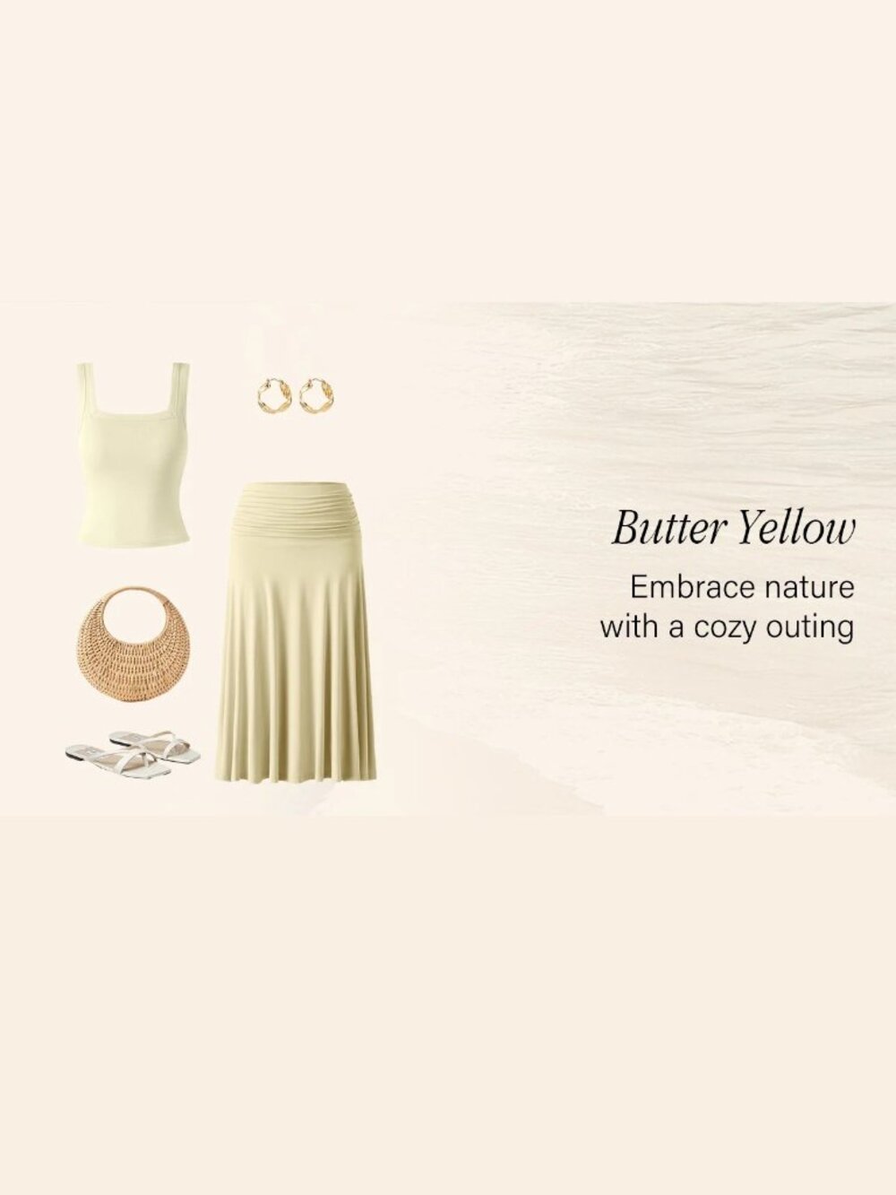 NWT OGL Eco-SkinKiss® Flowy Side Ruched A-line Midi Skirt Butter Yellow Medium - Picture 9 of 16